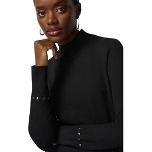 Joseph Ribkoff Sweater Black Mock Turtleneck Top Cozy Knit SZ Medium